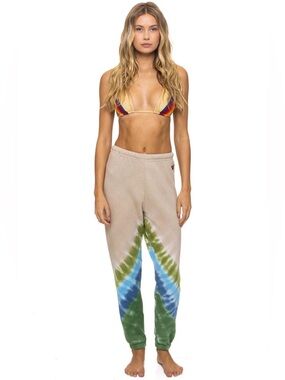NWT - Aviator Nation - Women’s Hand Dyed V Sweatpant - Sand Blue Green